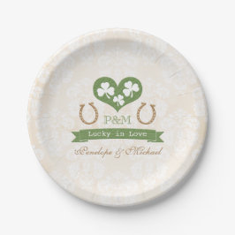Mit Monogramm Lucky Horseshoe und Hochzeit des Kle Pappteller