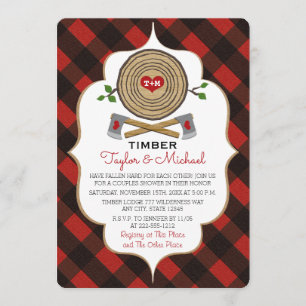 Mit Monogramm Lumberjack und Jill Polterabend Einladung