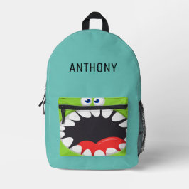 Mit Monogramm lustiger Cartoon Green Blue Bedruckter Rucksack