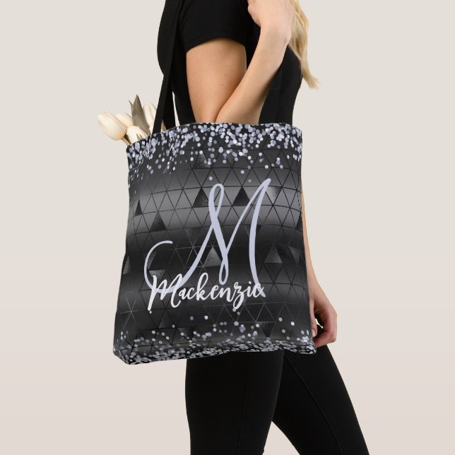 Mit Monogramm Luxus Black Glamour Glitzer Muster Tasche (Von Nahem)