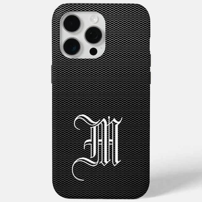 Mit Monogramm "M"-Imitate - Kohlenstofffaser-Box Case-Mate iPhone Hülle (Rückseite)