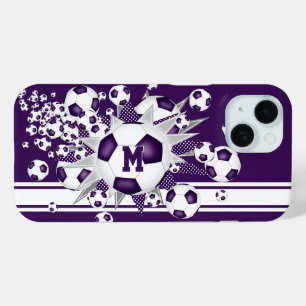 mit Monogramm Mädchenfußball-Buben lila Case-Mate iPhone Hülle