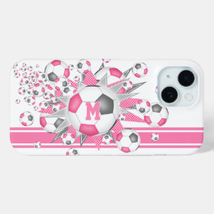 mit Monogramm Mädchenfußball in Rosa grau Case-Mate iPhone Hülle