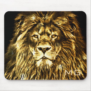 Mit Monogramm Majestic Gold Lion Mousepad