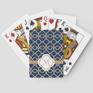 Mit Monogramm Marineblau und Gold in Marokko Spielkarten