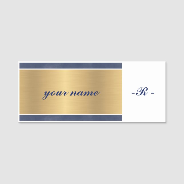 mit Monogramm Marineboldgold Namensschild (Vorderseite)