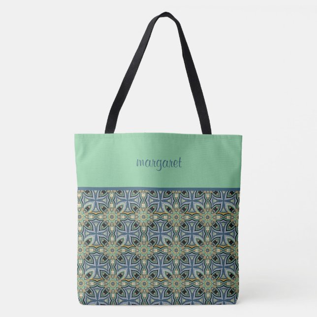 Mit Monogramm marokkanisches Muster Tasche (Vorderseite)