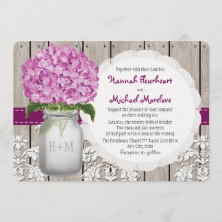 Mit Monogramm Mason Jar Plum Hydrangea Wedding Einladung