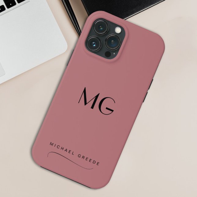 Mit Monogramm Mauve Minimalistisch mit Name Case-Mate iPhone Hülle (Von Creator hochgeladen)