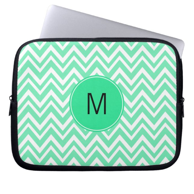 Mit Monogramm Meeresschutzmuster Green Ziggag Laptopschutzhülle (Vorderseite)