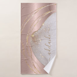 Mit Monogramm metallische Rose Gold Glitzer Glitze Badhandtuch Set