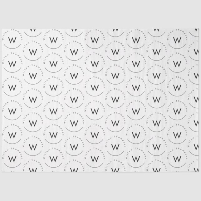 Mit Monogramm Minimalistin Seidenpapier (Vorderseite)