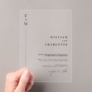 Mit Monogramm Minimalistische Hochzeit Acryleinladungen