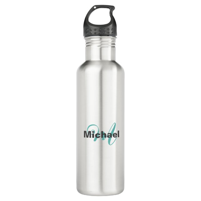 Mit Monogramm Minimalistische Schlicht Moderne Edelstahlflasche (Vorderseite)