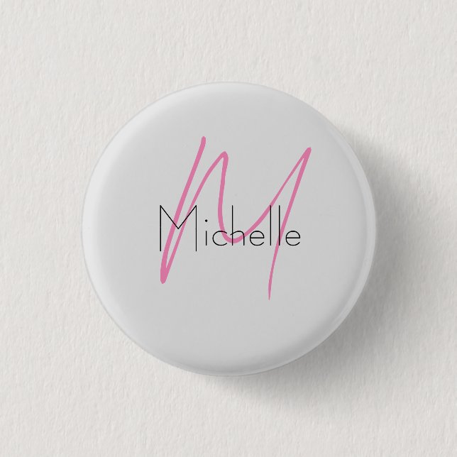 Mit Monogramm Minimalistischer Schlichter Name Button (Vorderseite)
