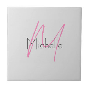 Mit Monogramm Minimalistischer Schlichter Name Fliese