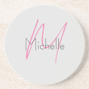 Mit Monogramm Minimalistischer Schlichter Name Getränkeuntersetzer