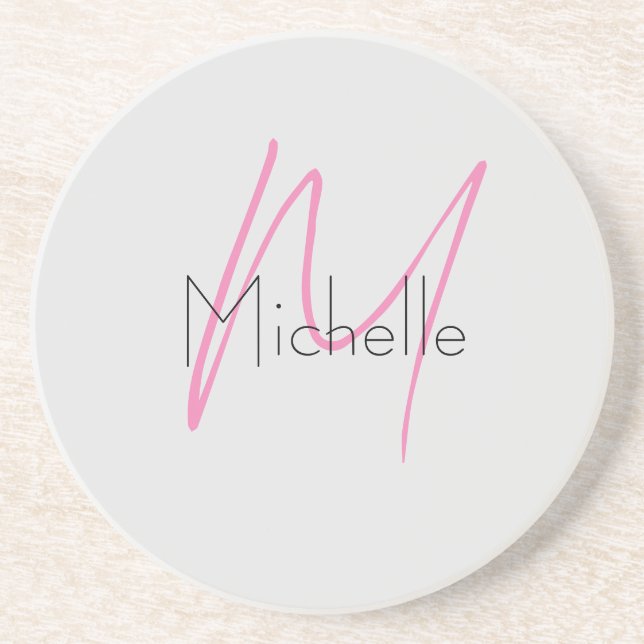 Mit Monogramm Minimalistischer Schlichter Name Getränkeuntersetzer (Vorne)