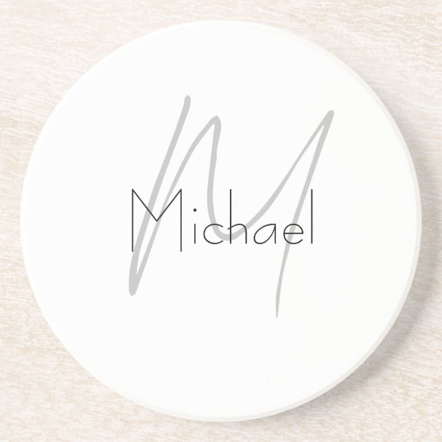 Mit Monogramm Minimalistischer Schlichter Name Getränkeuntersetzer (Vorne)