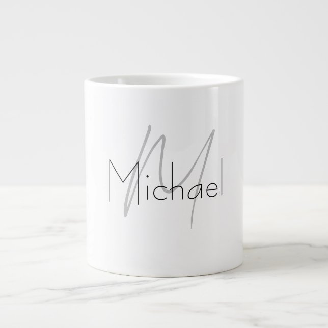 Mit Monogramm Minimalistischer Schlichter Name Jumbo-Tasse (Vorderseite)
