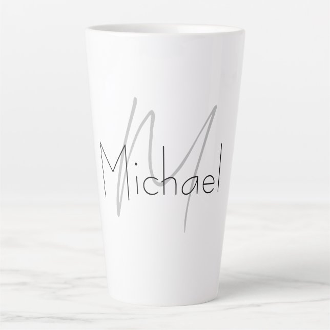 Mit Monogramm Minimalistischer Schlichter Name Milchtasse (Vorderseite)