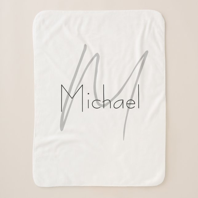 Mit Monogramm Minimalistischer Schlichter Name Sherpadecke (Vorderseite)