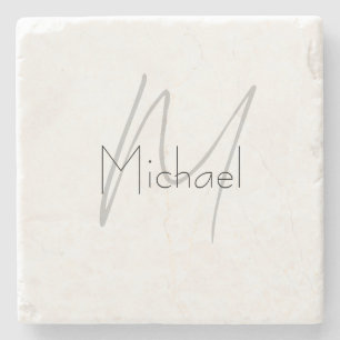 Mit Monogramm Minimalistischer Schlichter Name Steinuntersetzer