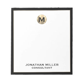 Mit Monogramm Minimalistisches Schwarz/Gold-Notepa Notizblock
