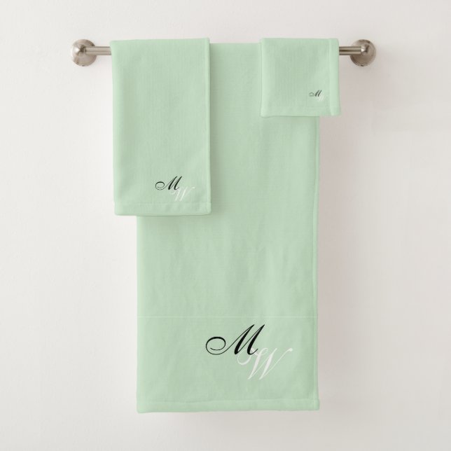 Mit Monogramm Minze grün gefärbt Badhandtuch Set (Insitu)