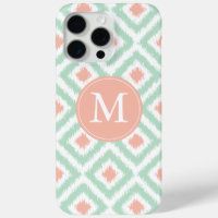 Mit Monogramm Minze Koralle Diamond Ikat Muster