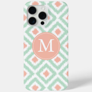 Mit Monogramm Minze Koralle Diamond Ikat Muster title_seo2