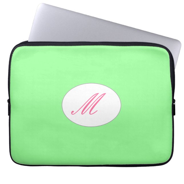 Mit Monogramm Minze Laptopschutzhülle (Vorderseite)