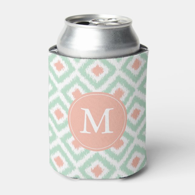 Mit Monogramm Minze- und Korallenmuster Dosenkühler (Kanne Vorderseite)
