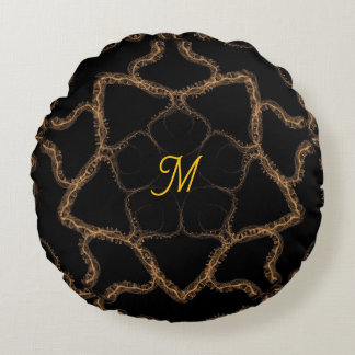 Mit Monogramm mit Bräunungsdesign Rundes Kissen