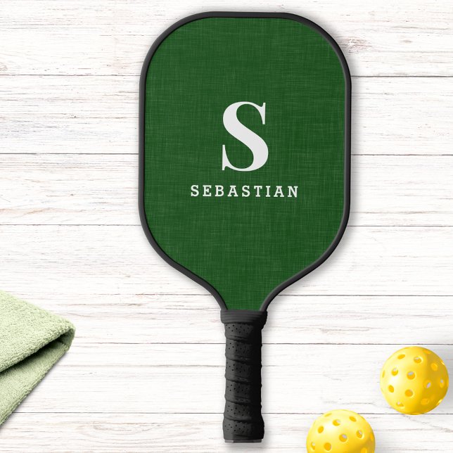 Mit Monogramm mit Spielernamen Modern Green Custom Pickleball Schläger (Von Creator hochgeladen)