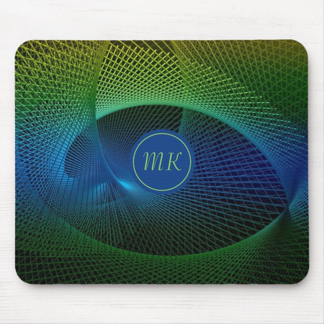 Mit Monogramm-Modern-Fraktal-Maus Mousepad (Vorne)