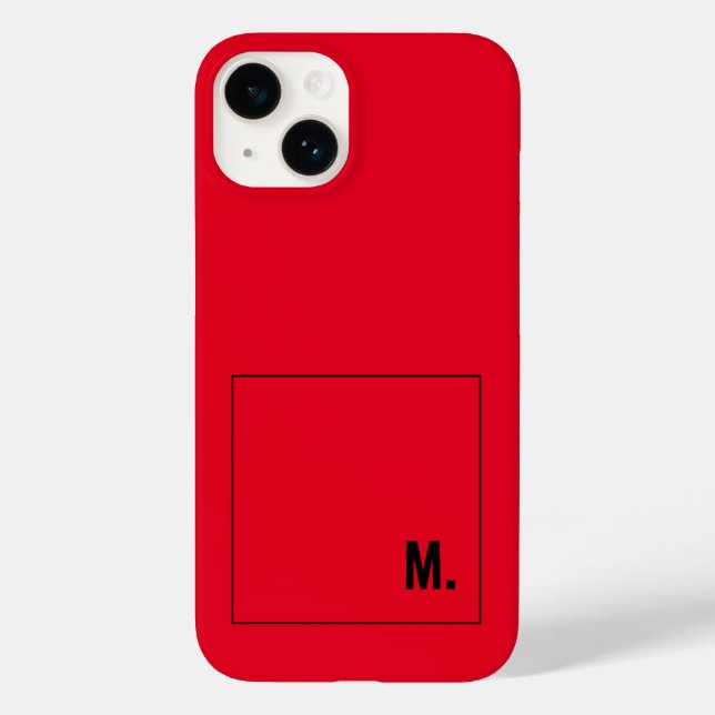Mit Monogramm Modern Minimalistisch Red Black Init Case-Mate iPhone 14 Hülle (Rückseite)