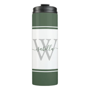 Mit Monogramm Modern Script Evergreen Thermosbecher