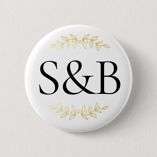 Mit Monogramm, moderne, einfache und Minimalistisc Button (Vorderseite)