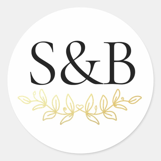 Mit Monogramm, moderne, einfache und Minimalistisc Runder Aufkleber (Vorderseite)
