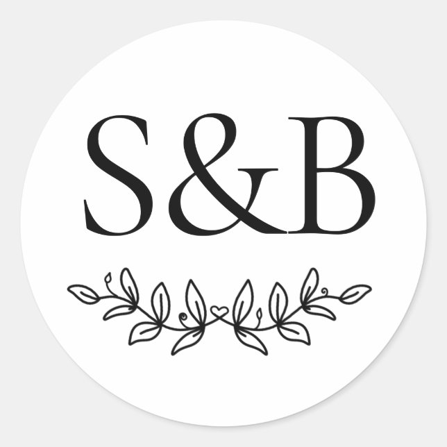 Mit Monogramm, moderne, einfache und Minimalistisc Runder Aufkleber (Vorderseite)