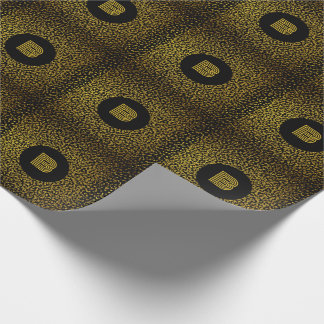 Mit Monogramm, moderne goldene Punkte schwarz Geschenkpapier