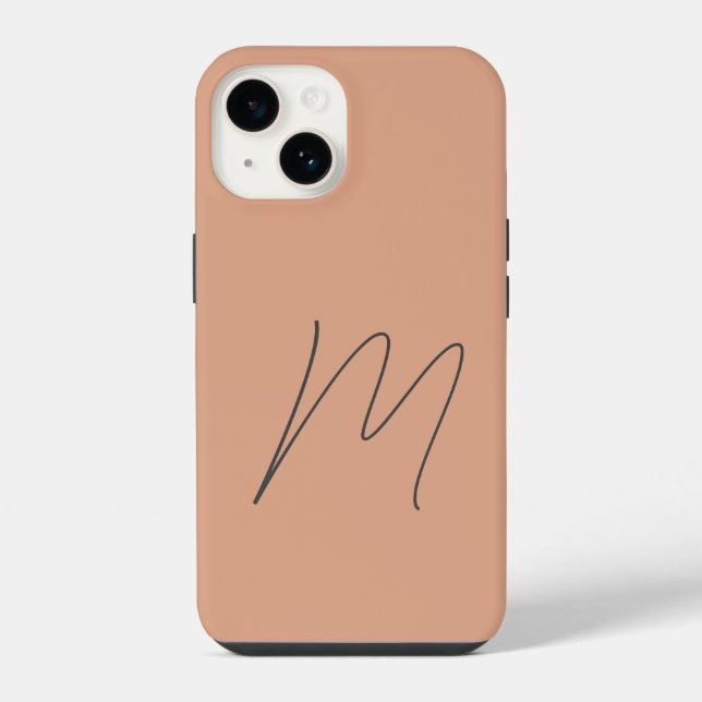 Mit Monogramm moderne Schlichte Anfangsskripte iPhone 14 Hülle (Rückseite)
