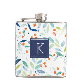 Mit Monogramm Moderne Wasserfarben Botanisches Mus Flachmann