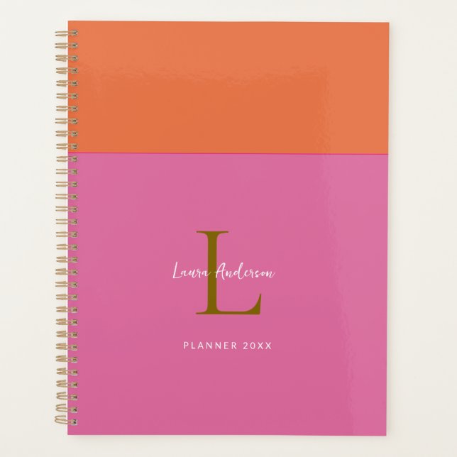 Mit Monogramm moderner Farbblock-Planer Planer (Vorderseite)