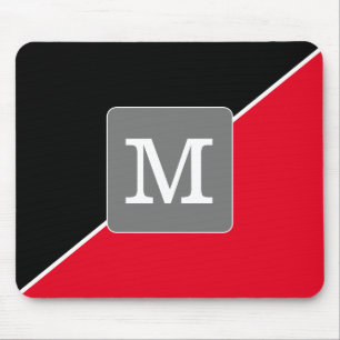 Mit Monogramm Moderner und schlichter Schwarz-Rot- Mousepad