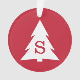 Mit Monogramm Moderner Weihnachtsbaum auf Rot Ornament