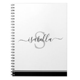 Mit Monogramm Modernes, elegantes Script Black Notizblock