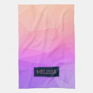 Mit Monogramm Modernes geometrisches Muster Lila & Geschirrtuch