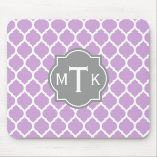 Mit Monogramm modernes Grau- und Lilac-Lattice-Mus Mousepad